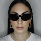 Large chain link hoop earrings. Hinge hoop design. Sterling silver plate over recycled zinc.