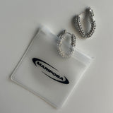 LIQUIFY CRYSTAL HOOPS SILVER