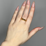 Stackable ring set featuring 2 dome ring designs  1 bubble dome ring design and 1 small ridged dome ring design. 14k gold plate over recycled zinc.