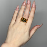 Stackable ring set featuring 2 dome ring designs  1 bubble dome ring design and 1 small ridged dome ring design. 14k gold plate over recycled zinc.