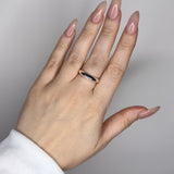 Stackable ring set featuring 2 dome ring designs 1 bubble dome ring design and 1 small ridged dome ring design. Sterling silver plate over recycled zinc.