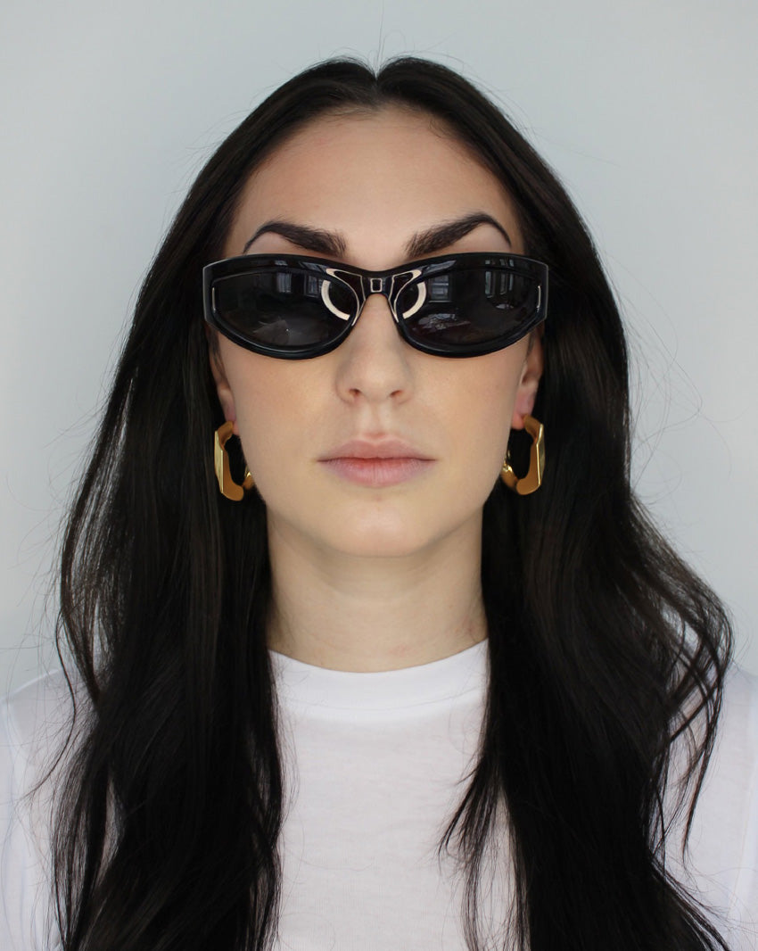 Large chain link hoop earrings. Hinge hoop design. 14k gold plate over recycled zinc.